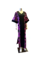 African Print Ankara Everyday wear mixed with Aso-Oke Kaftan Dress - Image 11