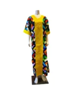 African Print Ankara Everyday wear mixed with Aso-Oke Kaftan Dress - Image 9