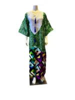 African Print Ankara Everyday wear mixed with Aso-Oke Kaftan Dress - Image 8