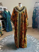 African Print Ankara Hand Beaded Bubu Maxi Dress - Image 6