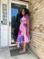 Luxury Damask Brocade kiss Sleeves Floral Dress - Image 2