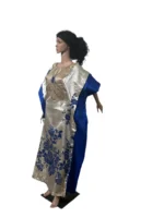 African Luxury Embroidered Damask Brocade Bubu - Image 6