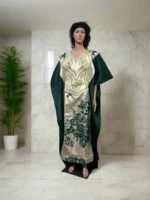 African Luxury Embroidered Damask Brocade Bubu - Image 7