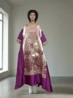 African Luxury Embroidered Damask Brocade Bubu - Image 8