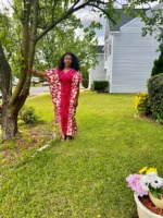 African Unique Damask Brocade with Sequins Boubou/Maxi Dress - Image 4