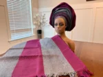 Traditional African Bridal and Rich Aunty Headgear/Head Tie Aso-Oke/Kente Auto Gele 2p Set Gele and Ipele - Image 9