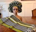 Traditional African Bridal and Rich Aunty Headgear/Head Tie Aso-Oke/Kente Auto Gele 2p Set Gele and Ipele - Image 10