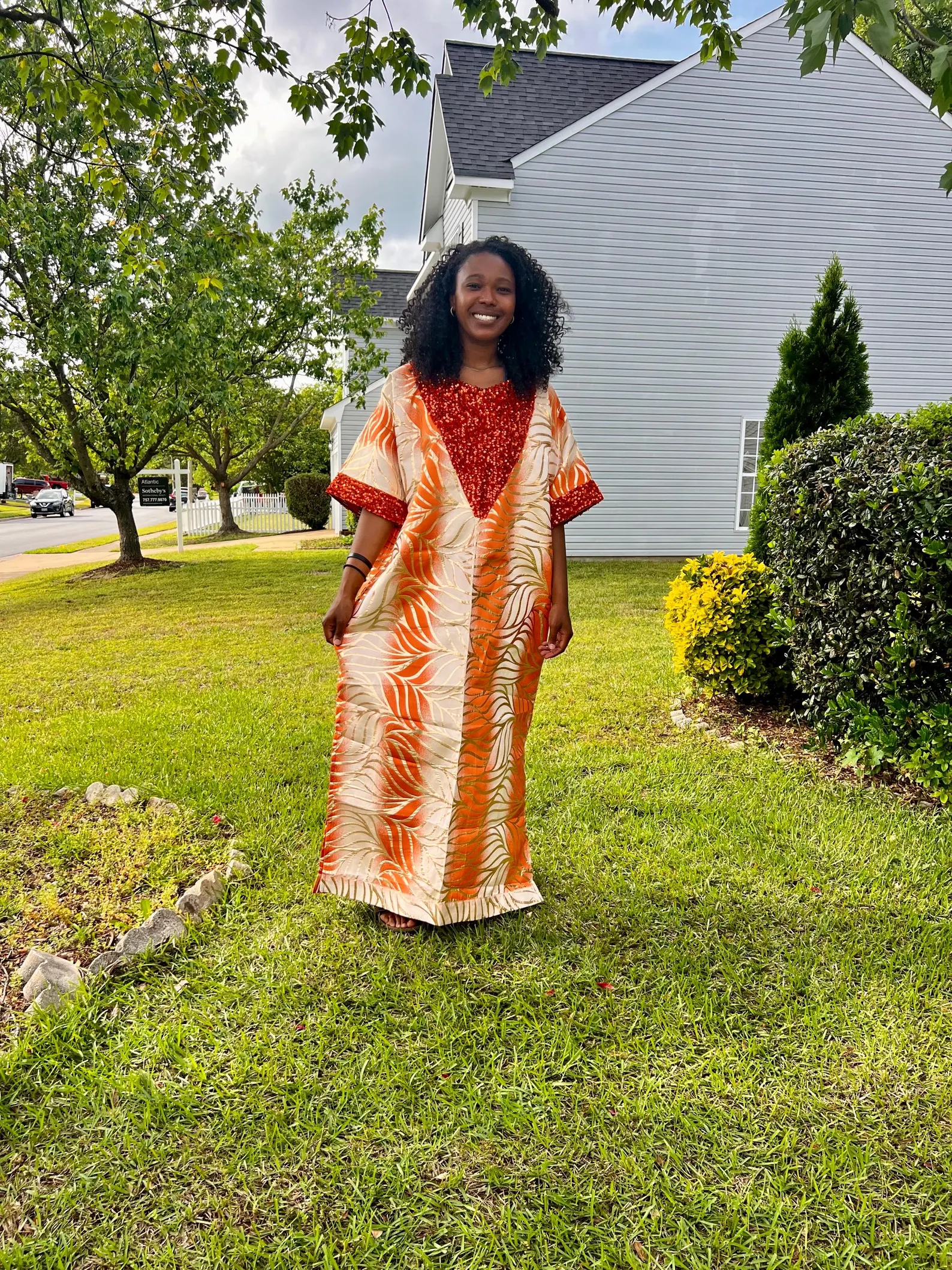 African Unique Damask Brocade with Sequins Boubou/Maxi Dress - Image 1