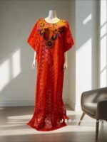 African Luxury Embroidered Lace Boubou Dress - Image 2