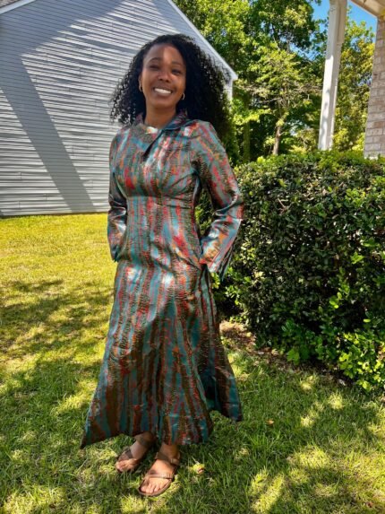 Luxury Damask Brocade Ftted Dress