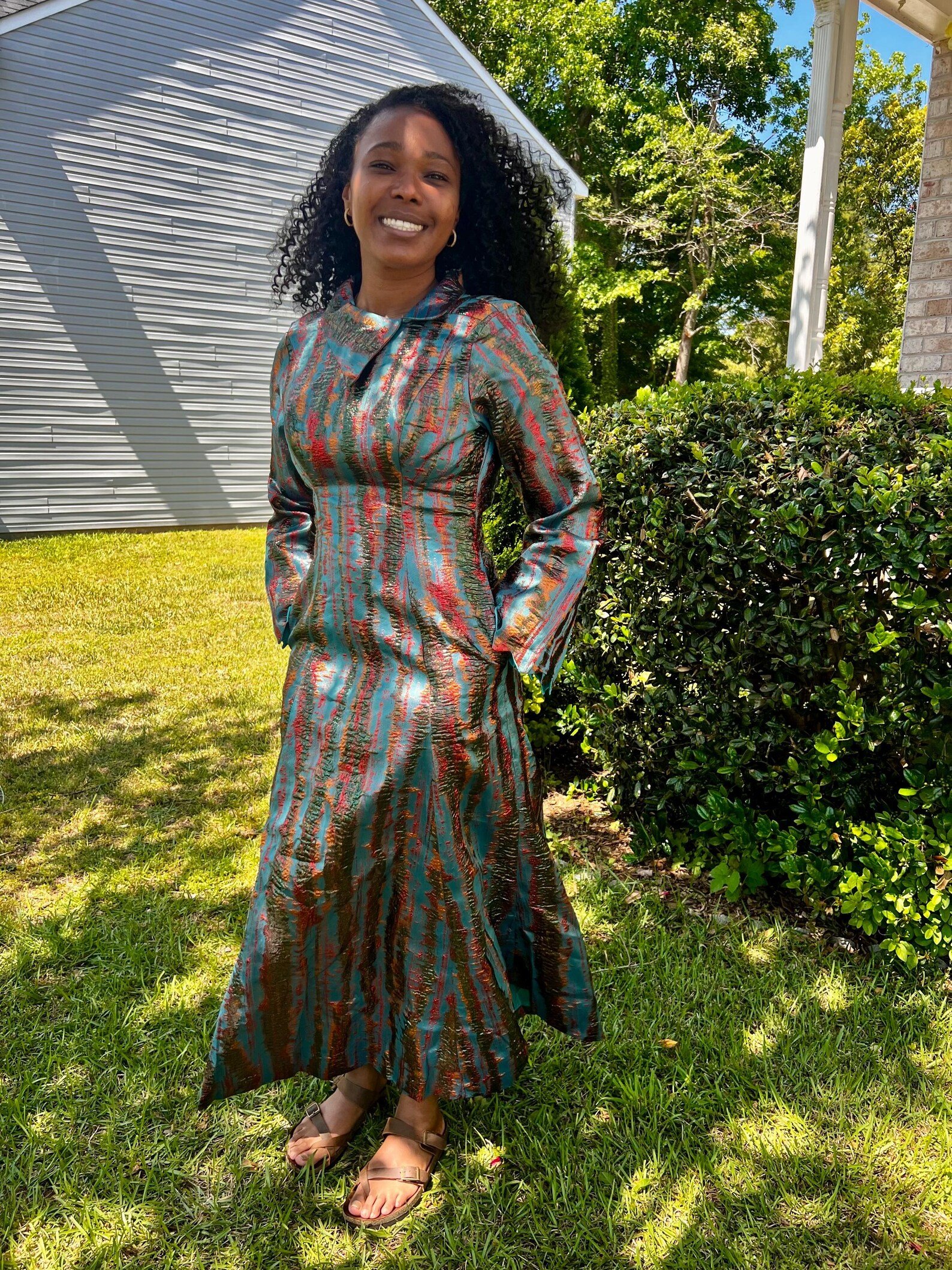 Luxury Damask Brocade Ftted Dress - Image 1