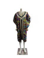 African Print Ankara Hand Beaded Short Bubu Maxi Dress