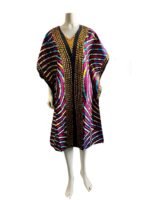 African Print Ankara Hand Beaded Short Bubu Maxi Dress - Image 10