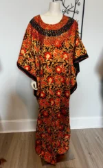 African Ankara Hand Beaded Round Neck Maxi Bubu/Dress - Image 5