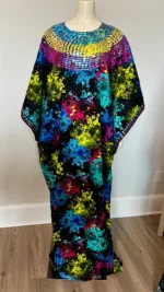 African Ankara Hand Beaded Round Neck Maxi Bubu/Dress - Image 6