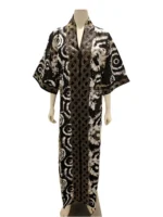 African Ankara Kimono Stoned Kaftan Dress - Image 2