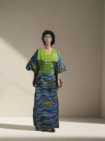 Luxury African Damask Brocade Bubu Maxi Dress - Image 4