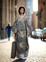 Luxury African Damask Brocade Bubu Maxi Dress - Image 6