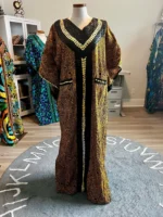 African Print Ankara Hand Beaded Bubu Maxi Dress - Image 2