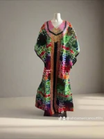 African Print Ankara Hand Beaded Bubu Maxi Dress - Image 3