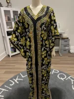 African Print Ankara Hand Beaded Bubu Maxi Dress - Image 9
