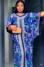 African Print Ankara Hand Beaded Bubu Maxi Dress