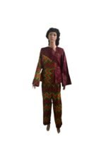 African Kente Gold Print 2p Pant Set - Image 2