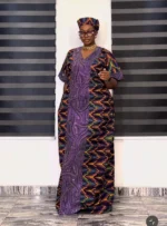 Beautiful Glittering Stone design African Ankara Print Kaftan/Dress - Image 5