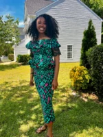 African Print Ankara/Cord Lace Skirt and Blouse - Image 3