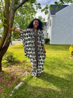 African Jaquard Brocade Beaded Afro Phoebe Kaftan/Bubu Dress - Image 4