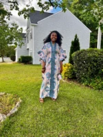 African Jaquard Brocade Beaded Afro Phoebe Kaftan/Bubu Dress - Image 7