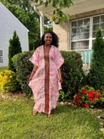 African Jaquard Brocade Beaded Afro Phoebe Kaftan/Bubu Dress - Image 8