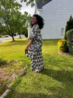 African Jaquard Brocade Beaded Afro Phoebe Kaftan/Bubu Dress - Image 10