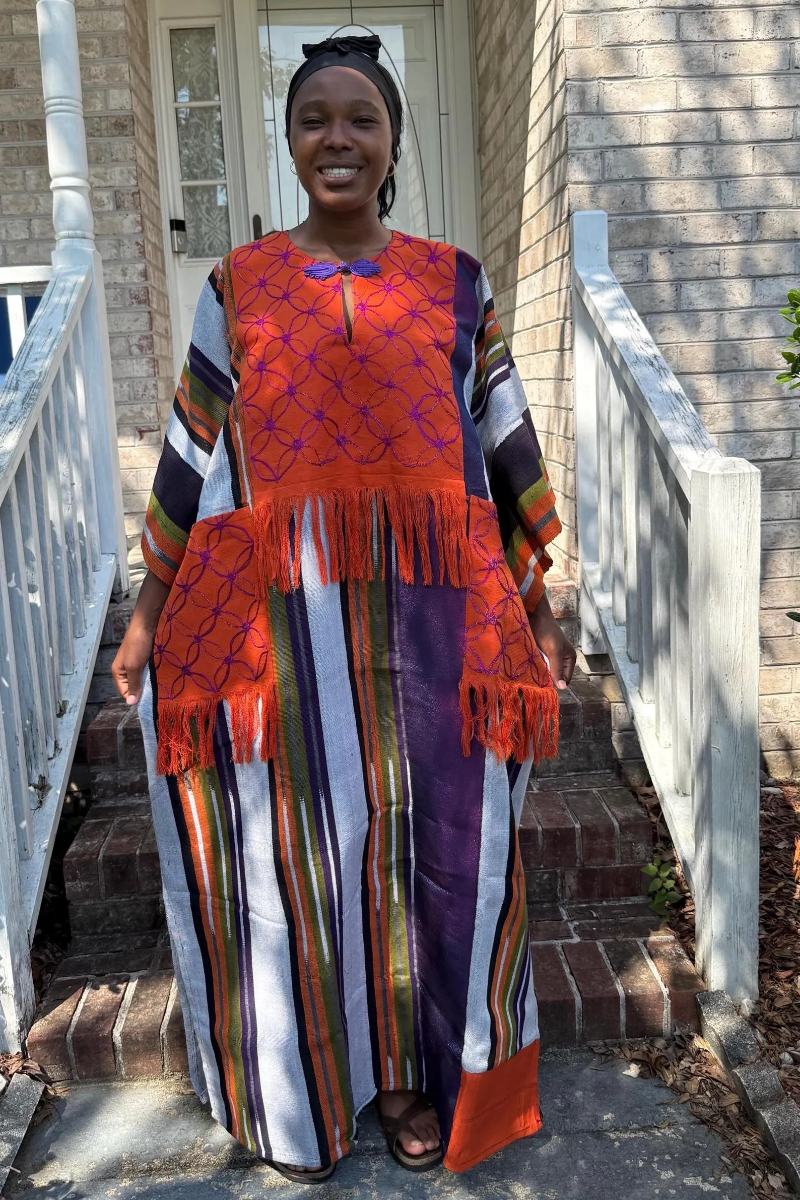 Special African Traditional Woven Aso-Oke/Kente Bubu Maxi Dress - Image 1