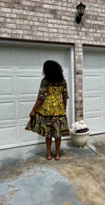 African Prints Ankara Afro Tallia Front Zip Flare Dress - Image 3