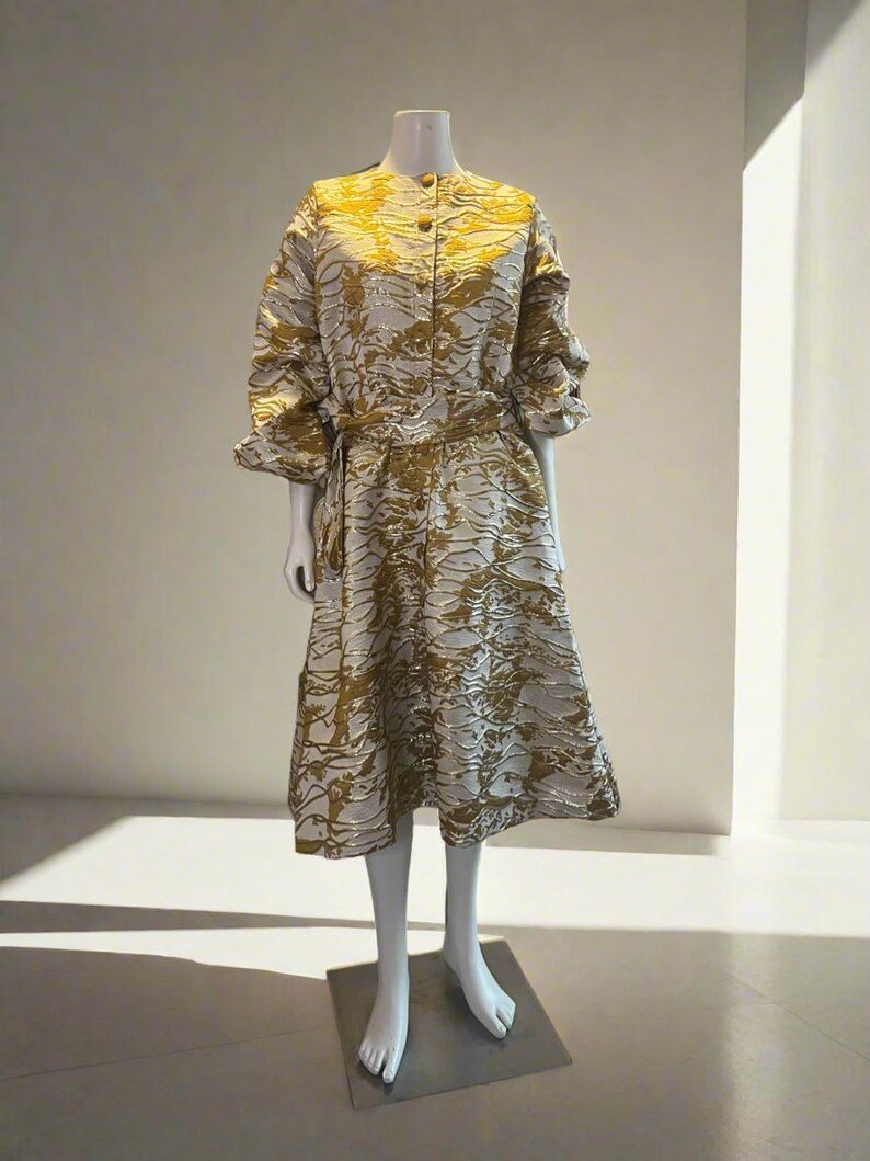 Luxury Damask Brocade Shirt Dress - Image 1