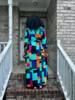 African Print Ankara Tie waist Sisi Eko Dress - Image 5