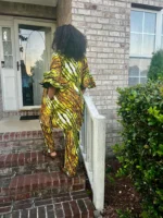 African Print Ankara Kimono Style Front Zipper 2p Pant Set - Image 5