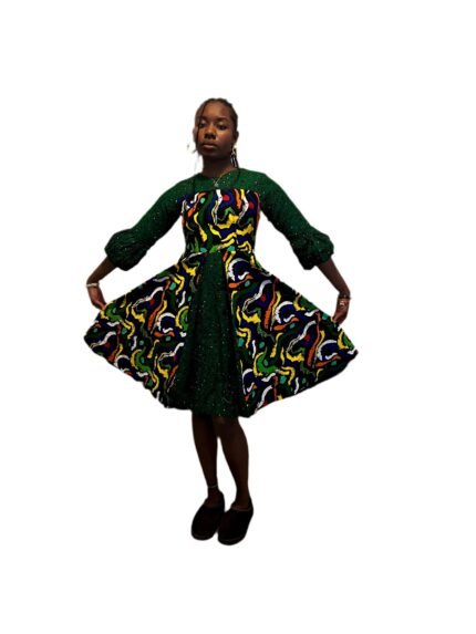 African Print Ankara Formal Mixed Pattern Dress