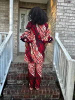African Print Ankara Kimono Style Front Zipper 2p Pant Set - Image 7