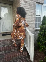 African Print Ankara Kimono Style Front Zipper 2p Pant Set - Image 9