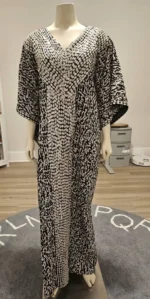 African Print Hand Beaded Luxury Dress - Image 2