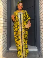 African Print Hand Beaded Luxury Dress