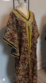 African Print Hand Beaded Luxury Dress - Image 4