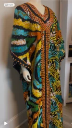 African Print Hand Beaded Luxury Dress - Image 5