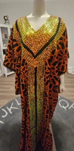African Print Hand Beaded Luxury Dress - Image 7
