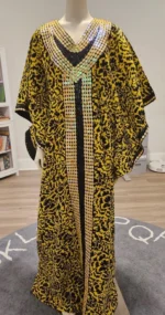 African Print Hand Beaded Luxury Dress - Image 10