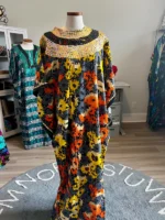 African Ankara Hand Beaded Round Neck Maxi Bubu/Dress - Image 9