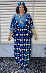 African Print Hand Beaded Ankara Maxi Dress