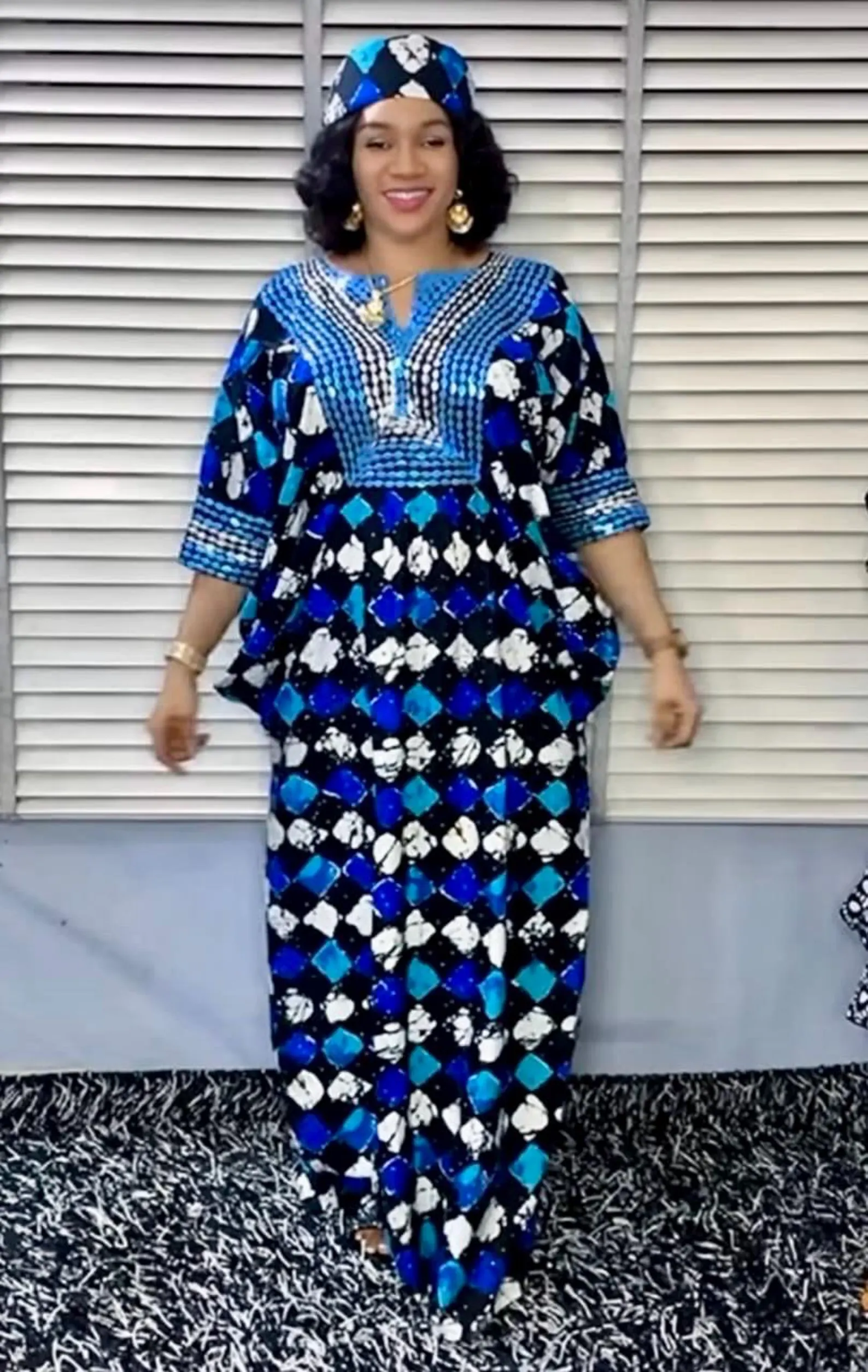 African Print Hand Beaded Ankara Maxi Dress - Image 1